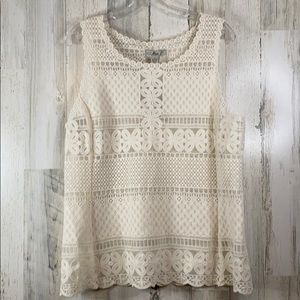 G.H. Bass & Co. Cream Lacey Tank Top Blouse Large
